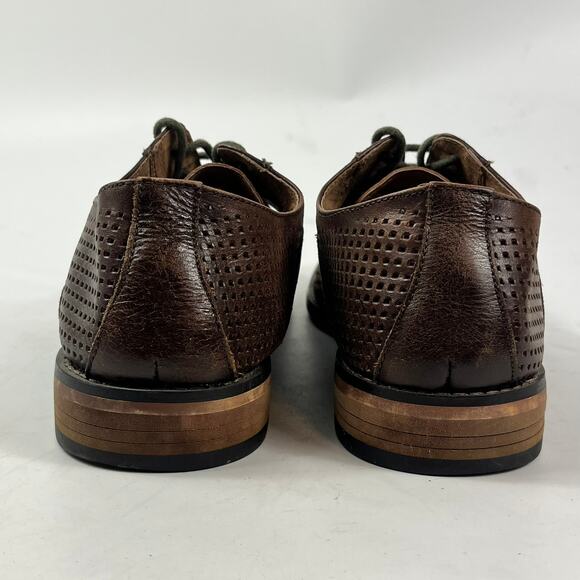 Saks Fifth Avenue Brown Leather Perforated Derby Shoe Mens 7.5 Lace Up 1.25 Heel main image 6